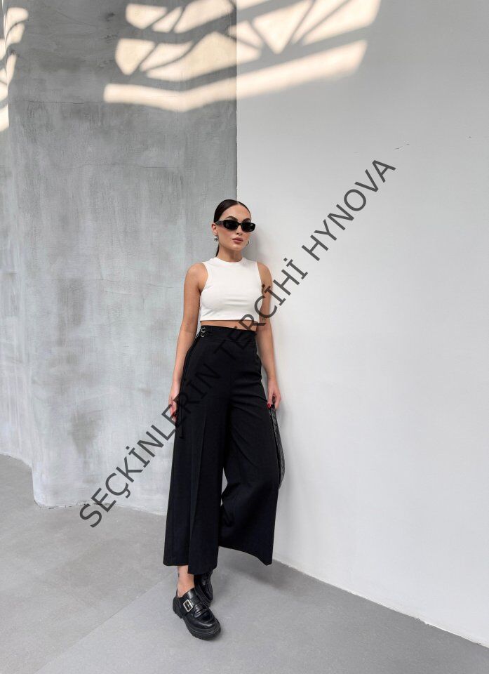 230 Gr Poly Viscose Full Lycra Metal Toka Aksesuarli Pantolon