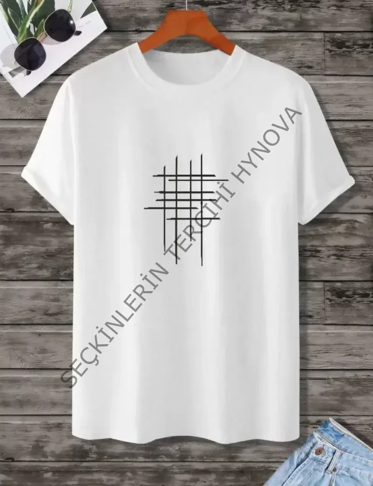 Unisex Baskılı Oversize T-Shirt - Beyaz