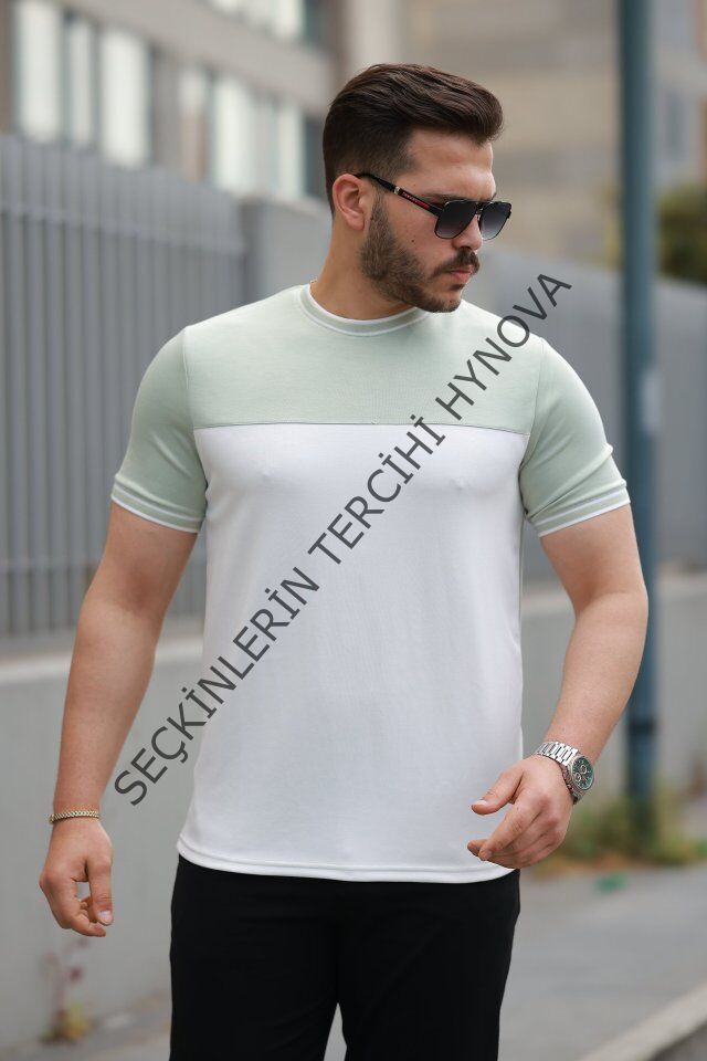 Erkek Parçalı Renk Kısa Kollu Tişört
