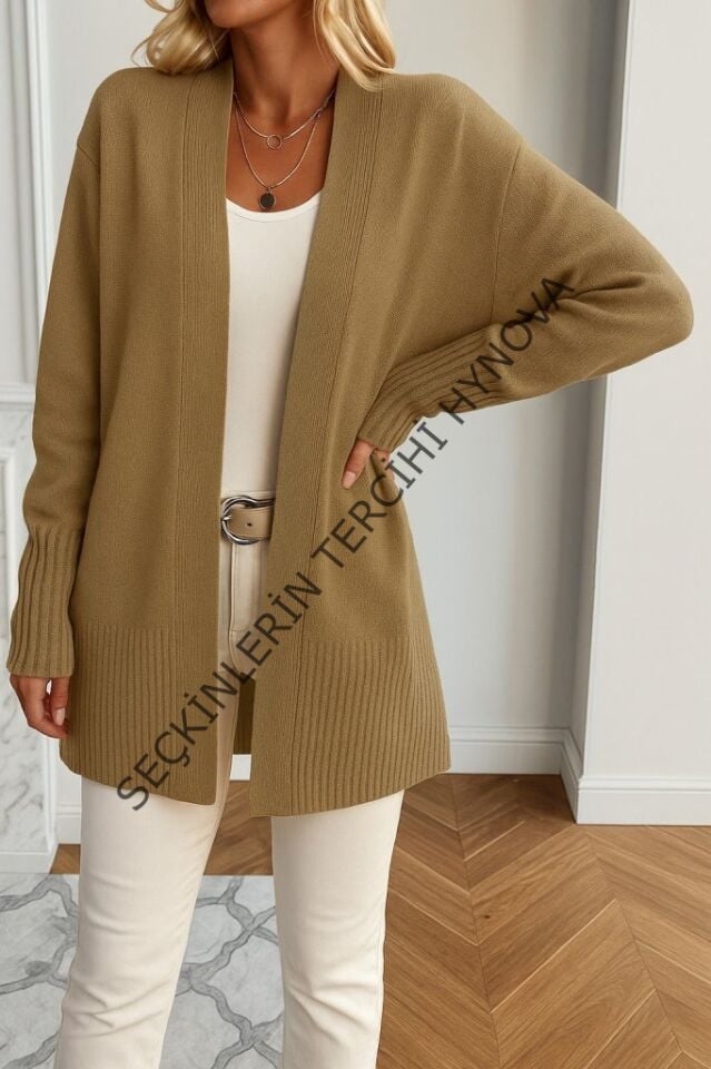 Kadın Uzun Kollu önü Açık Triko Hırka