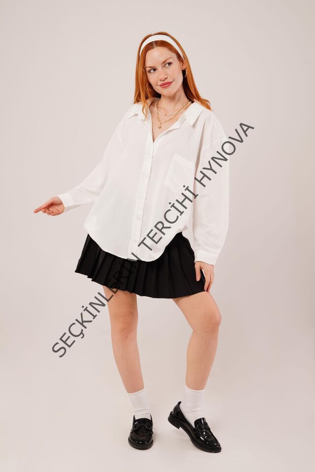 Basic Oversize Beyaz Gömlek