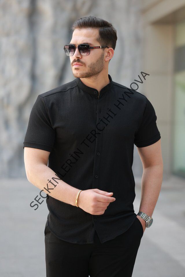Erkek Hakim Yaka Kısa Kollu Gömlek