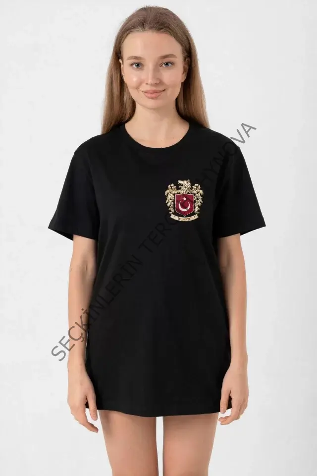 Türk Arma Baskı T-shirt - Siyah