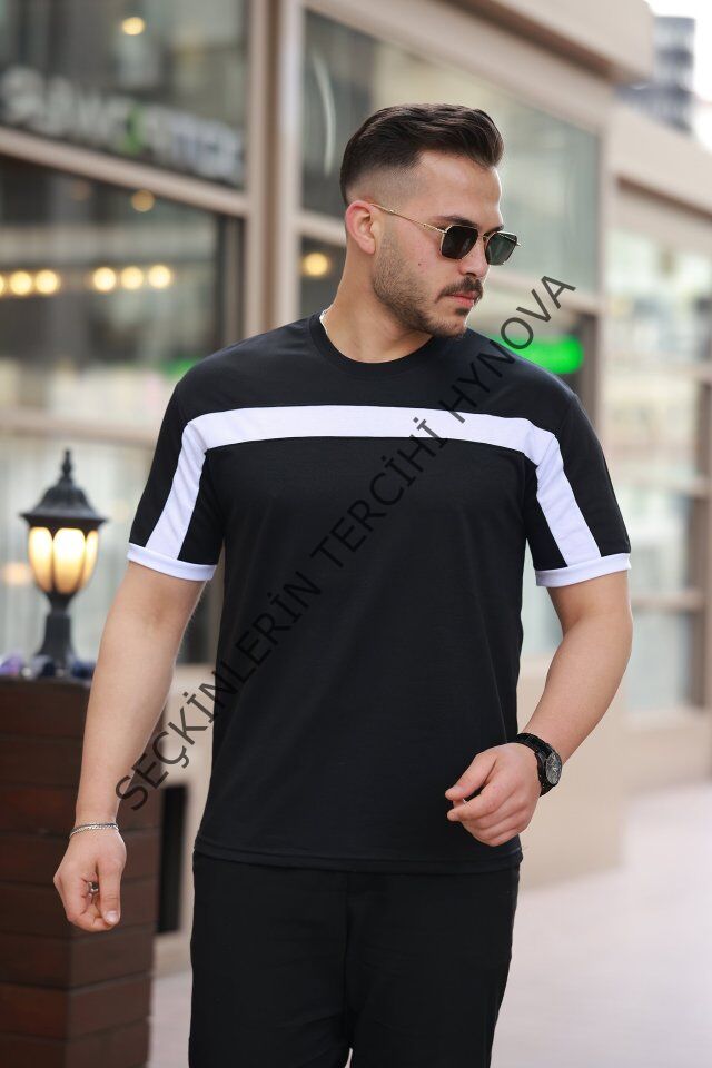 Erkek şerit Detaylı Kısa Kollu T-shirt
