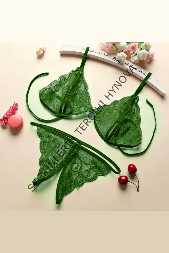 Kadın Yeşil Dantelli Sütyen Külot Takımı – Modern, Konforlu ve Günlük Kombinlere Uygun