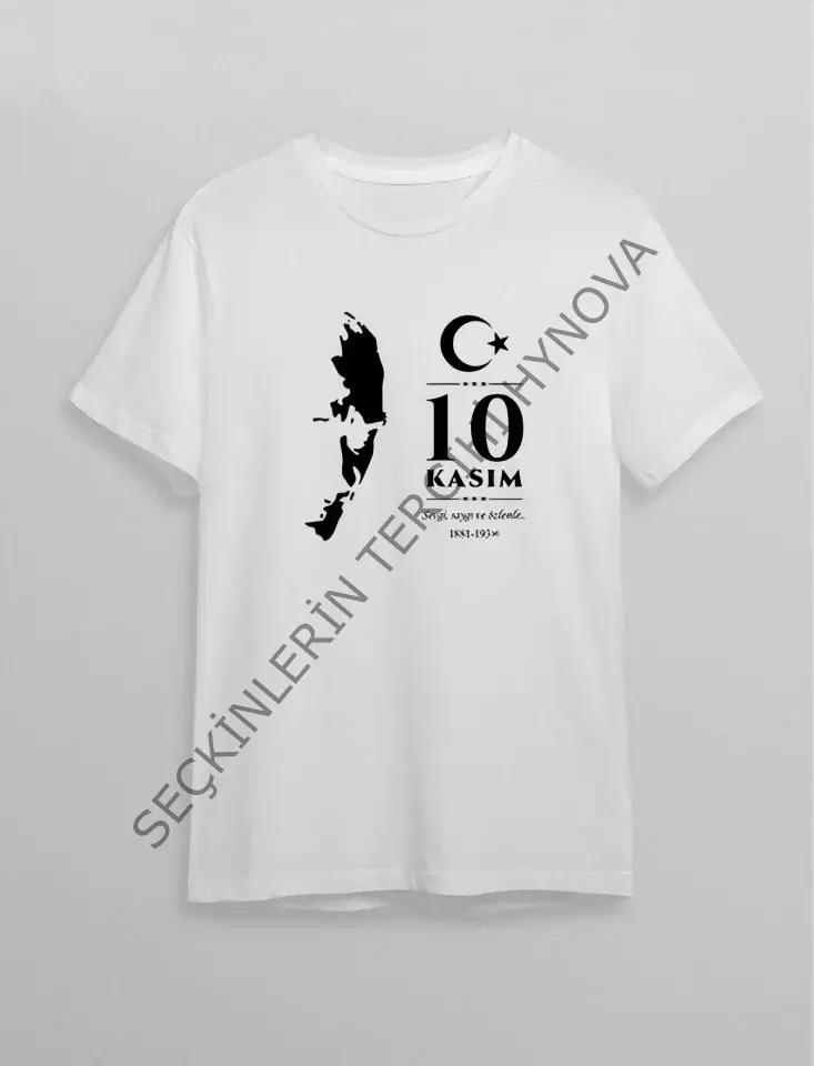 10 Kasım Atatürk Baskılı T-shirt - Beyaz
