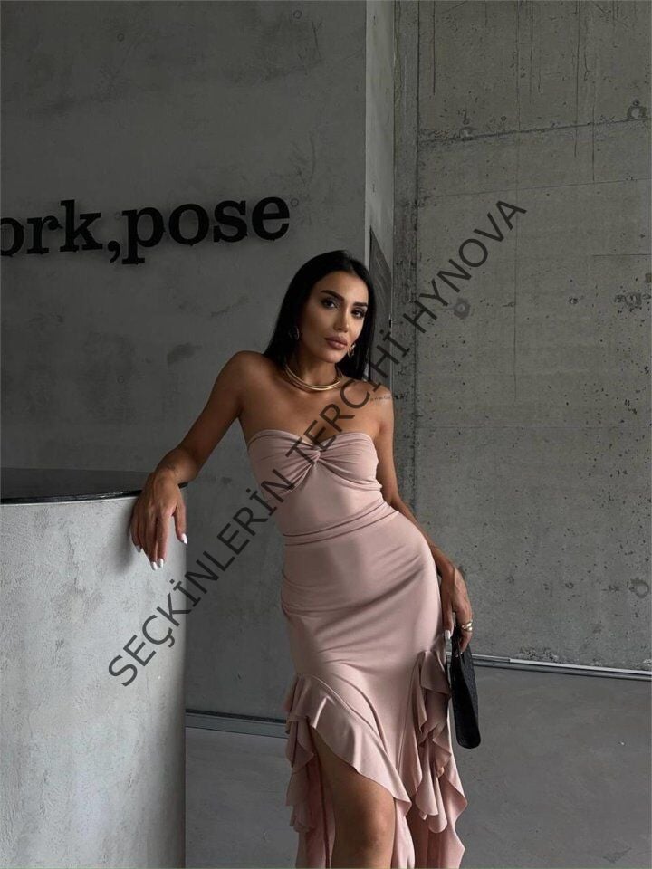 STRABLEZ SANDY ELBİSE YANLARI KATLI - Bej