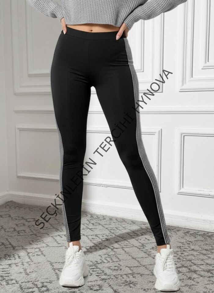 Kadın Yüksek Bel Yarı şerit Pul Payetli Dalgıç Tayt