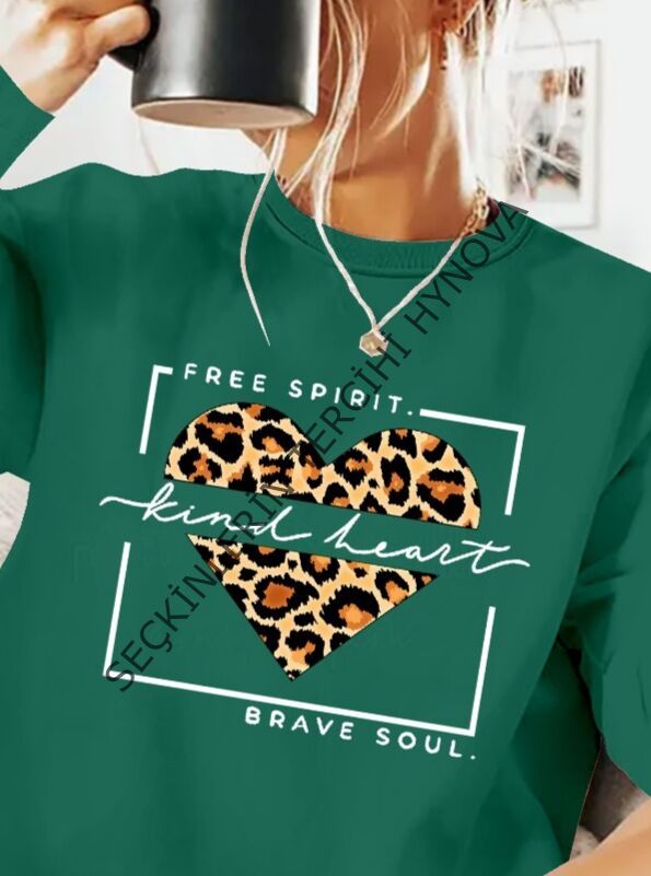 Kadın Uzun Kollu Bisiklet Yaka Desenli Viskon Iki Iplik Bluz