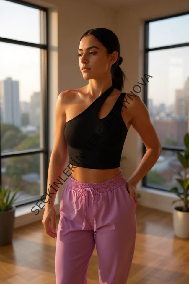 Kadın Siyah Tek Omuz Cut Out Detaylı Crop Top Bluz – Şık, Rahat ve Kolay Kombinlenebilir