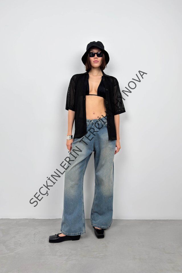 Polo Yaka Fileli Bluz