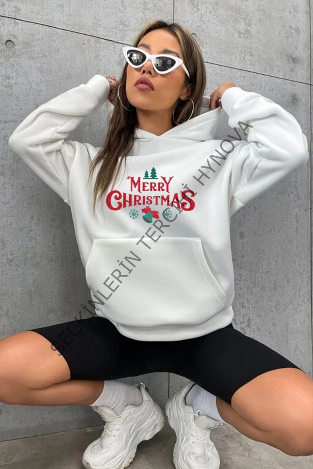 Merry Chrıstmas Sweatshirt - Hodie - Beyaz
