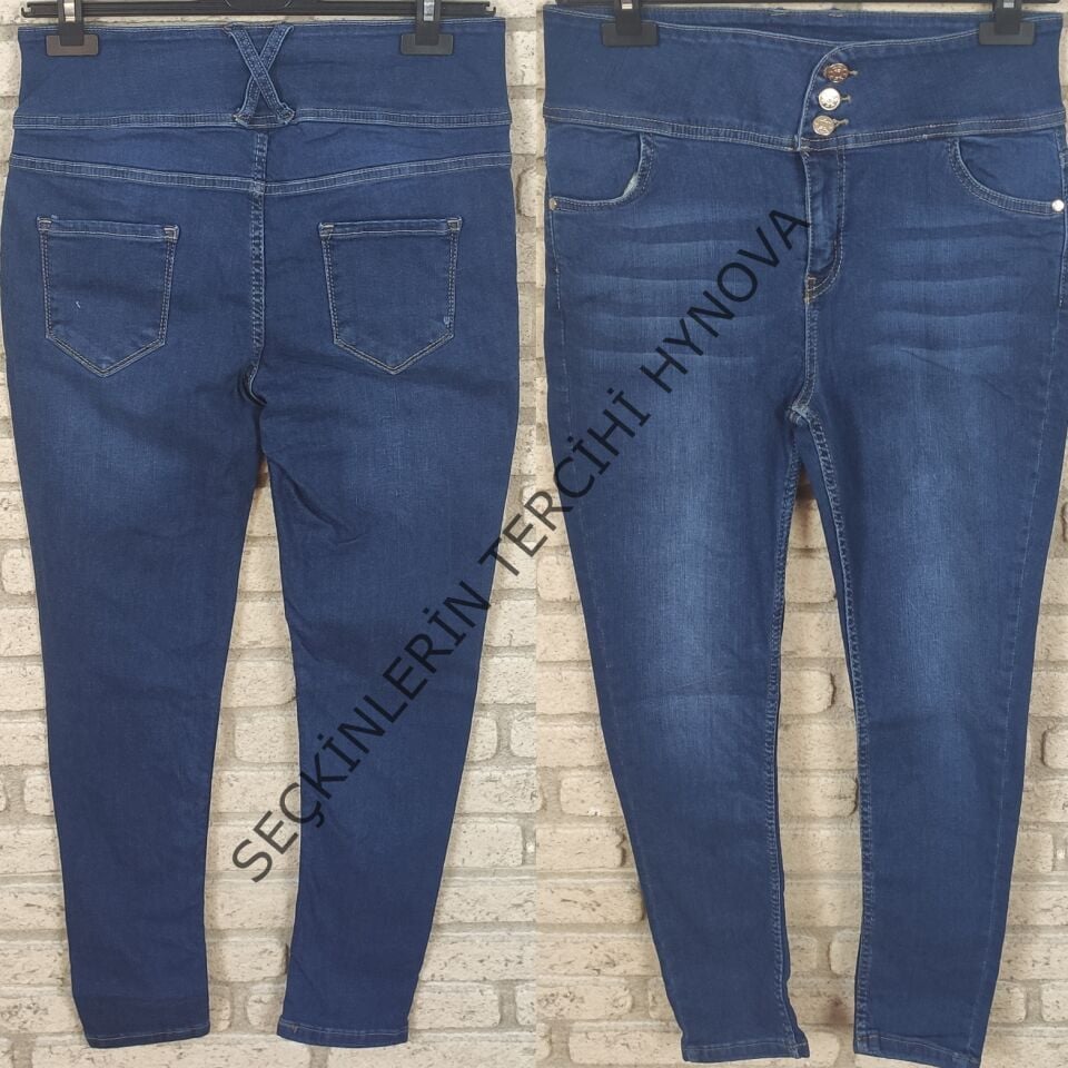 Yüksek Bel Likralı Jean Pantolon 90 Cm