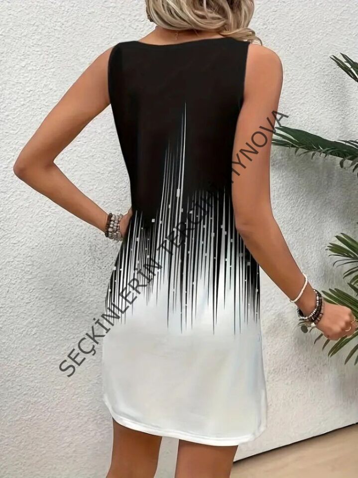 Kadın Askılı Yuvarlak Yakalı Süprem Elbise