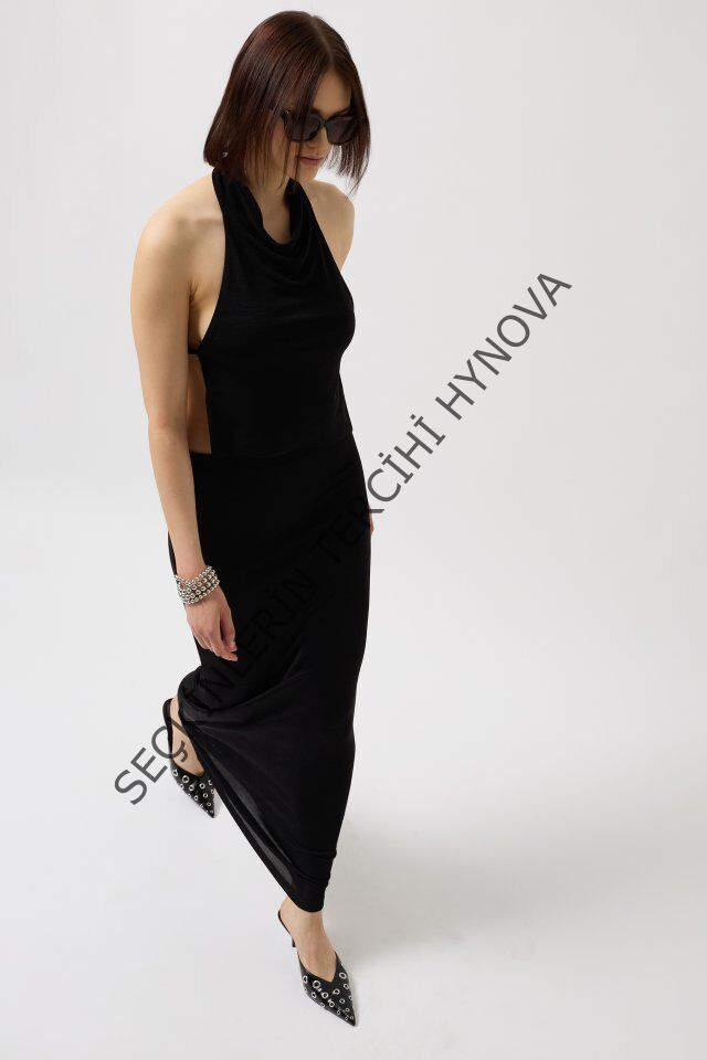 Parlak Kumaş Maxi Etek