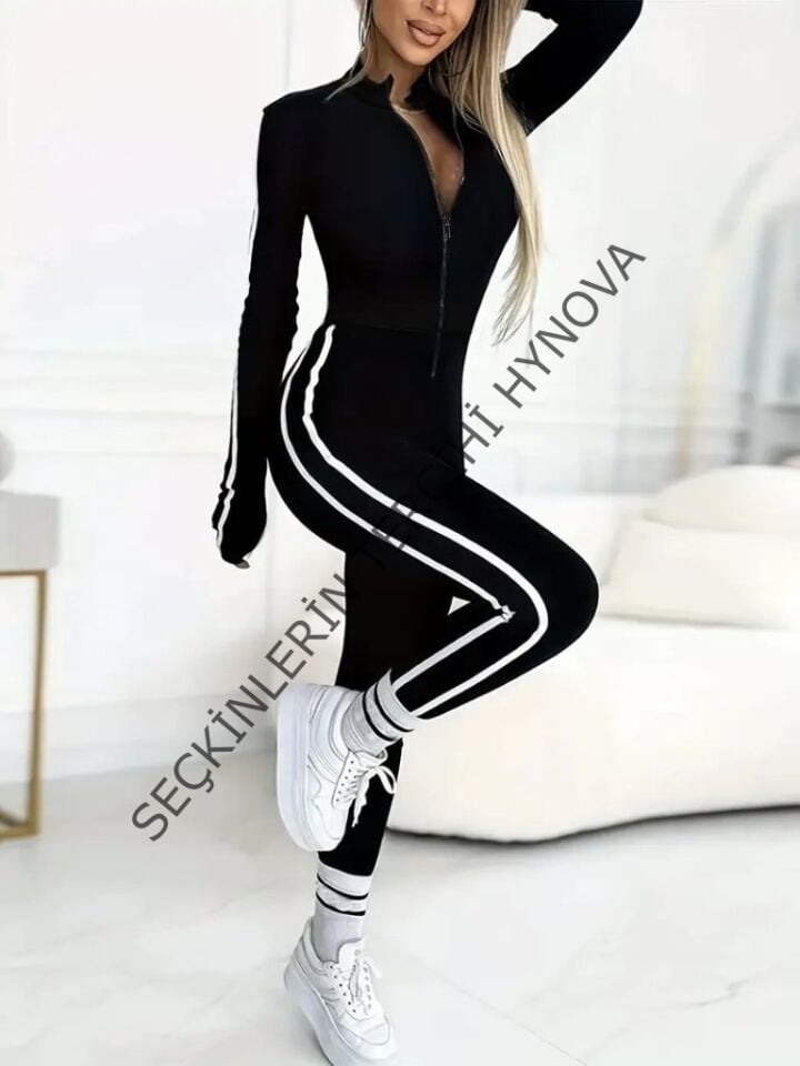 Kadın Uzun Kollu önden Fermuarlı şardonlu Dalgıç Tulum