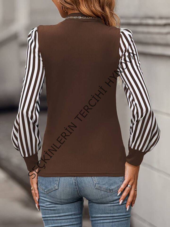 Kadın Uzun Kollu Balıkçı Yaka Bürümcük Bluz